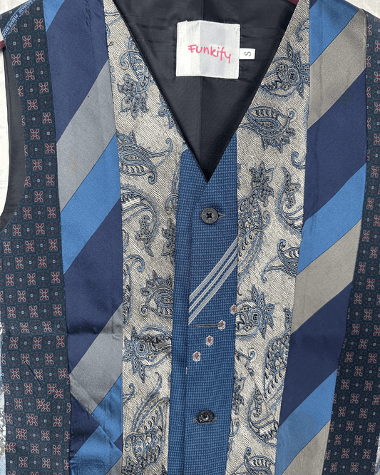 Retied Unisex Upcycled Necktie Vest - Small - Funkify
