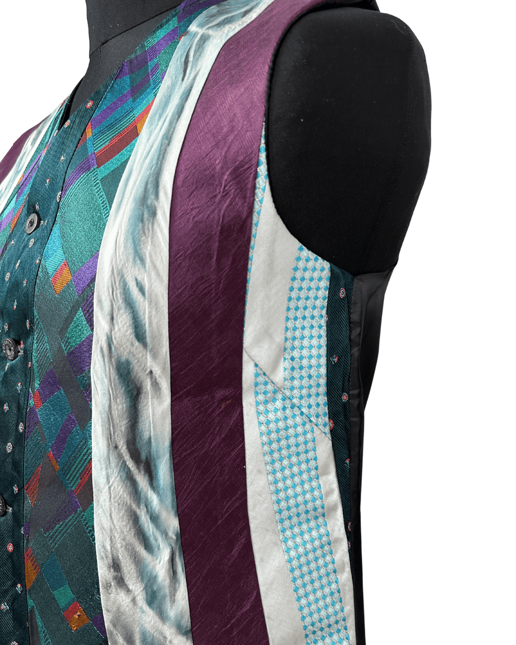 Retied Unisex Upcycled Neckties Vest Large - Funkify
