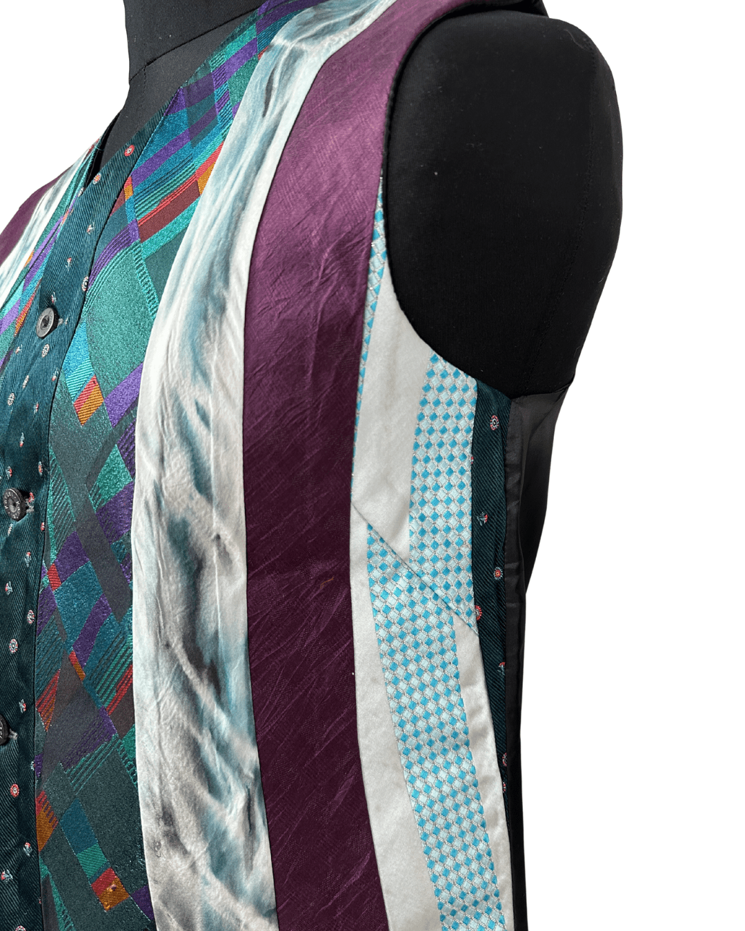 Retied Unisex Upcycled Neckties Vest Large - Funkify