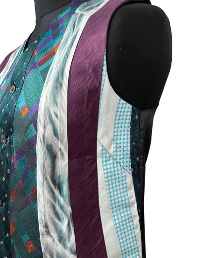 Retied Unisex Upcycled Neckties Vest Large - Funkify