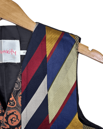 Retied Unisex Upcycled Neckties Vest Small - Funkify