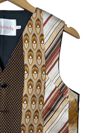 Retied Unisex Upcycled Neckties Vest - Small - Funkify