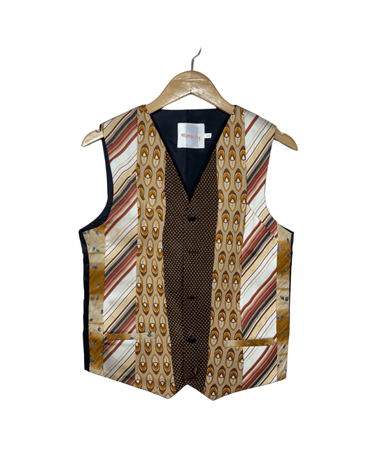 Retied Unisex Upcycled Neckties Vest - Small - Funkify