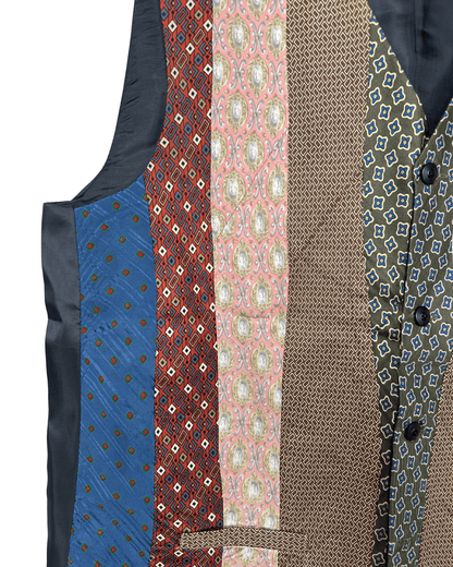 Retied Unisex Upcycled Neckties Vest XL - Funkify