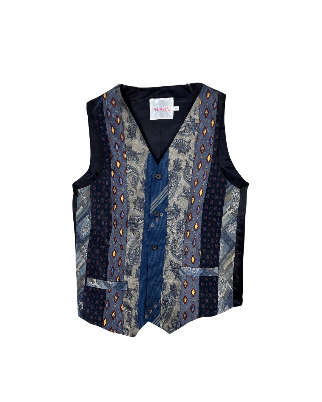 Retied Upcycled Neckties Vest - Small - Funkify