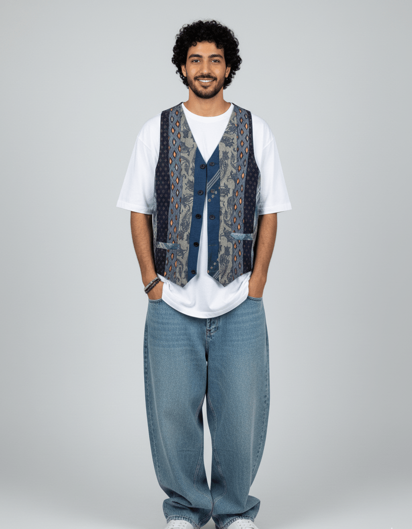 Retied Upcycled Neckties Vest - Small - Funkify