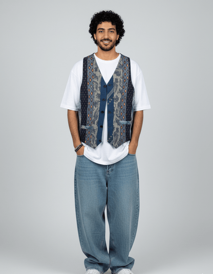 Retied Upcycled Neckties Vest - Small - Funkify