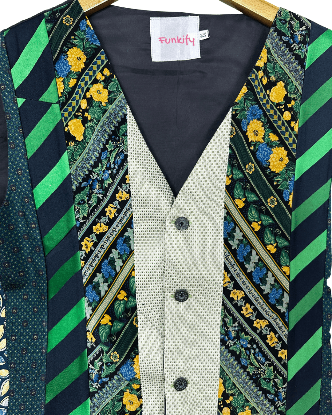 Retied Upcycled Neckties Vest - XL - Funkify