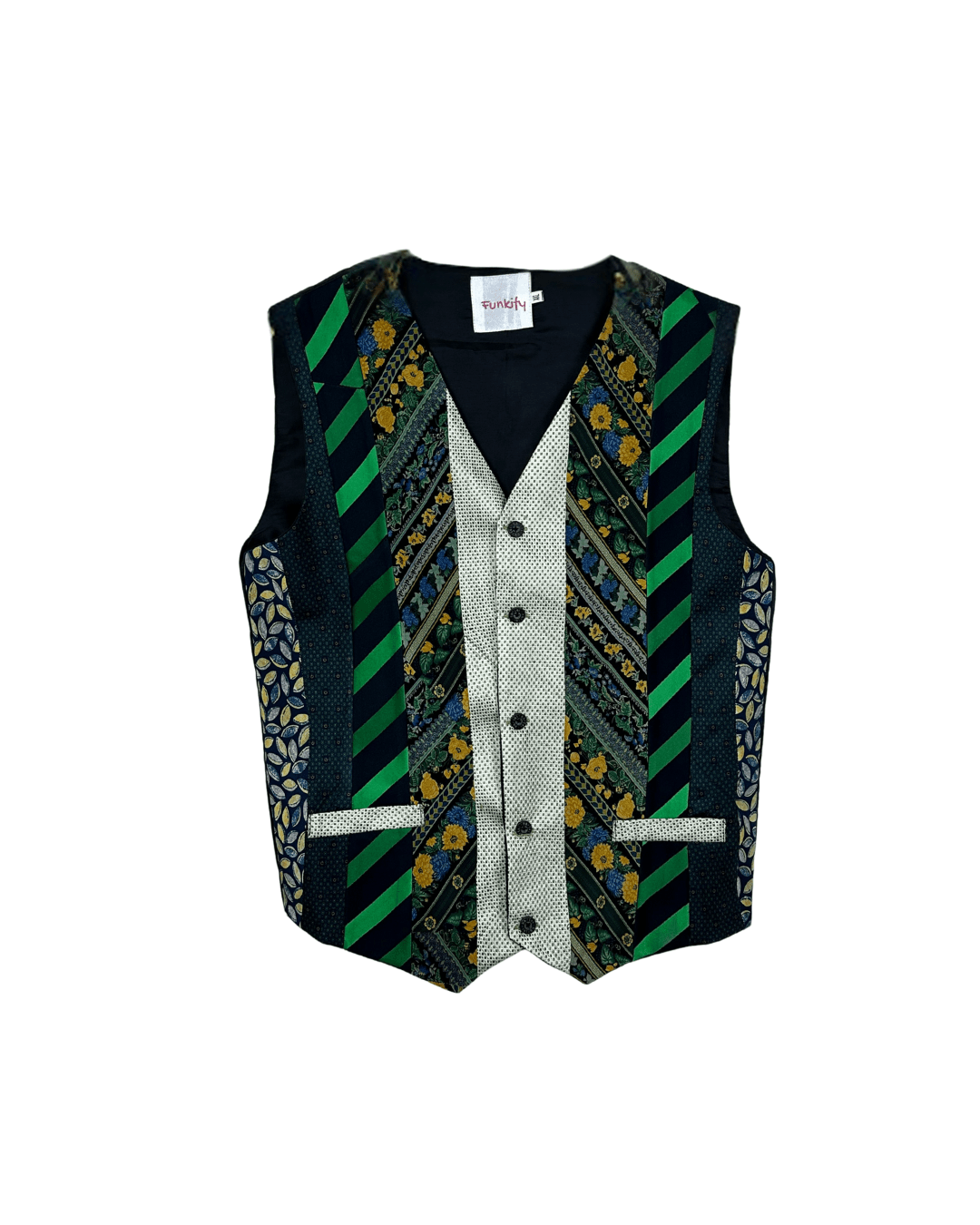Retied Upcycled Neckties Vest - XL - Funkify