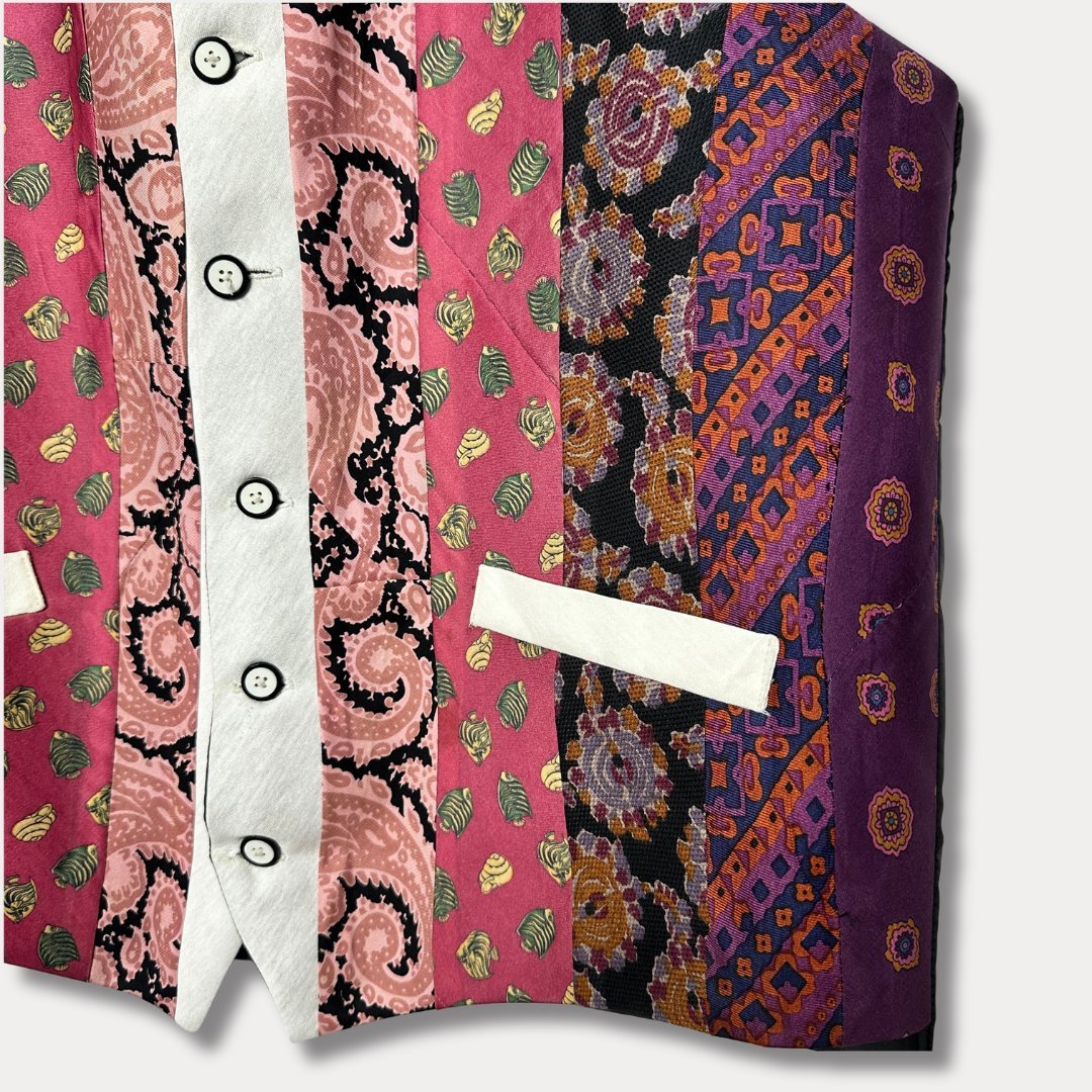 'ReTied' Upcycled Vintage Necktie Vest Large - Funkify