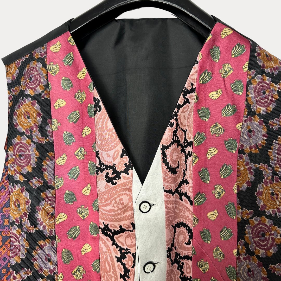 'ReTied' Upcycled Vintage Necktie Vest Large - Funkify