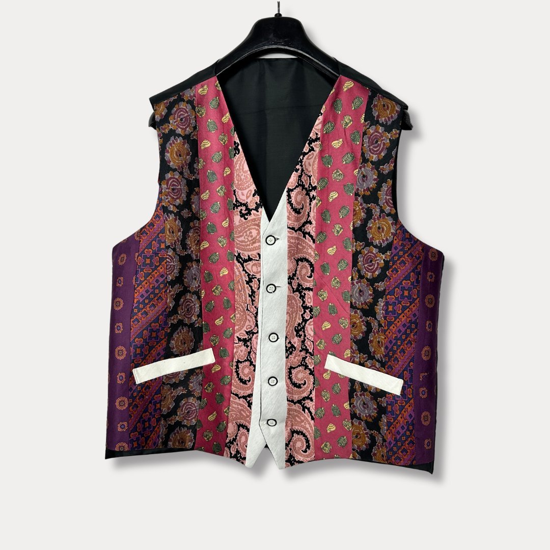 'ReTied' Upcycled Vintage Necktie Vest Large - Funkify