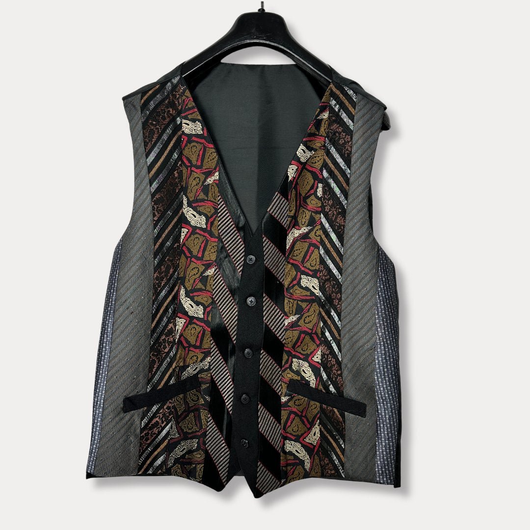 'ReTied' Upcycled Vintage Necktie Vest Medium - Funkify