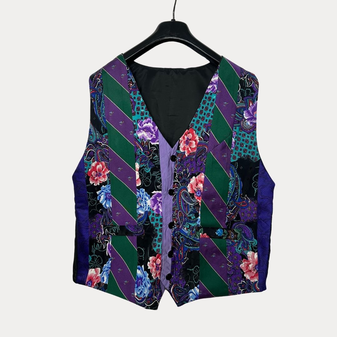 'ReTied' Upcycled Vintage Necktie Vest Medium - Funkify