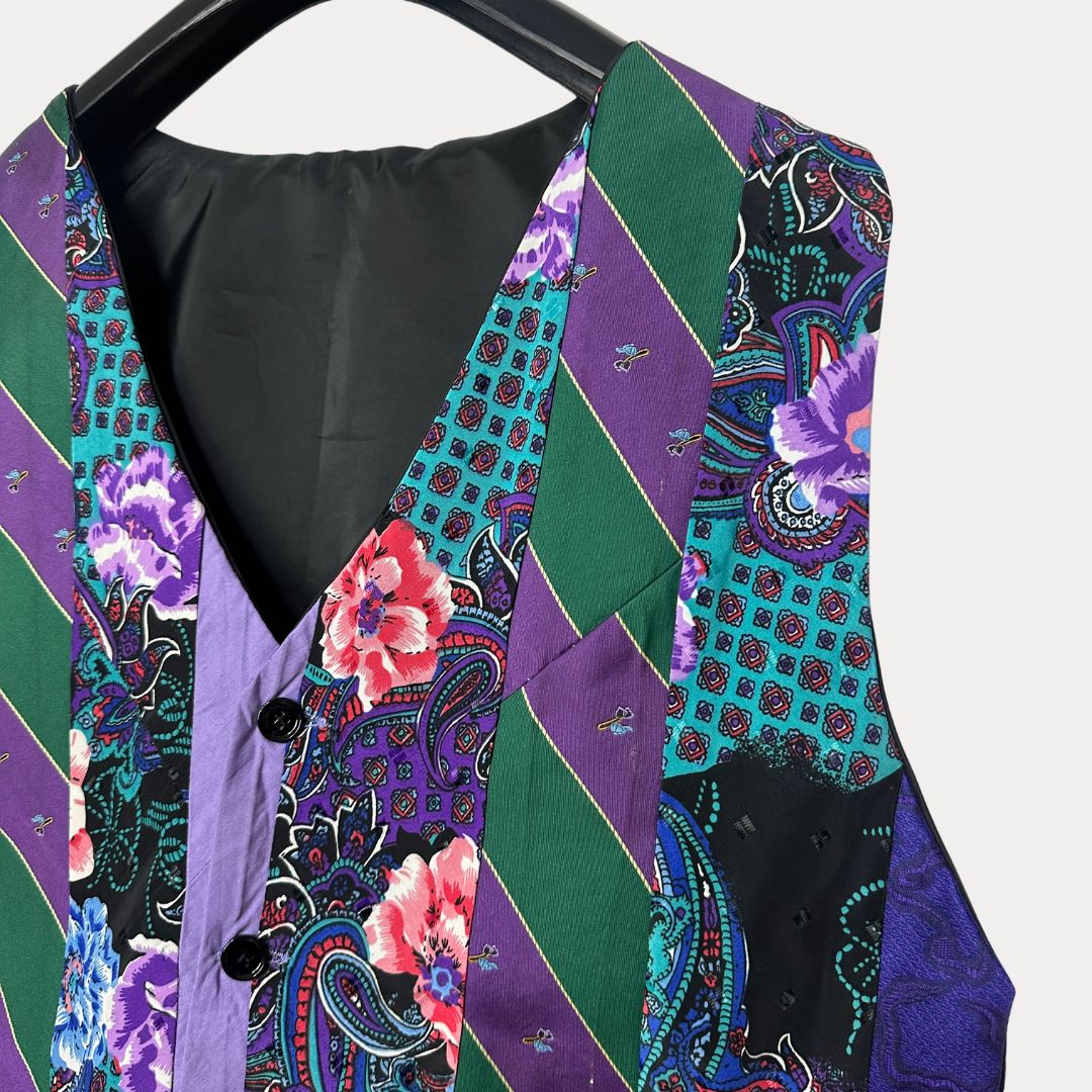 'ReTied' Upcycled Vintage Necktie Vest Medium - Funkify