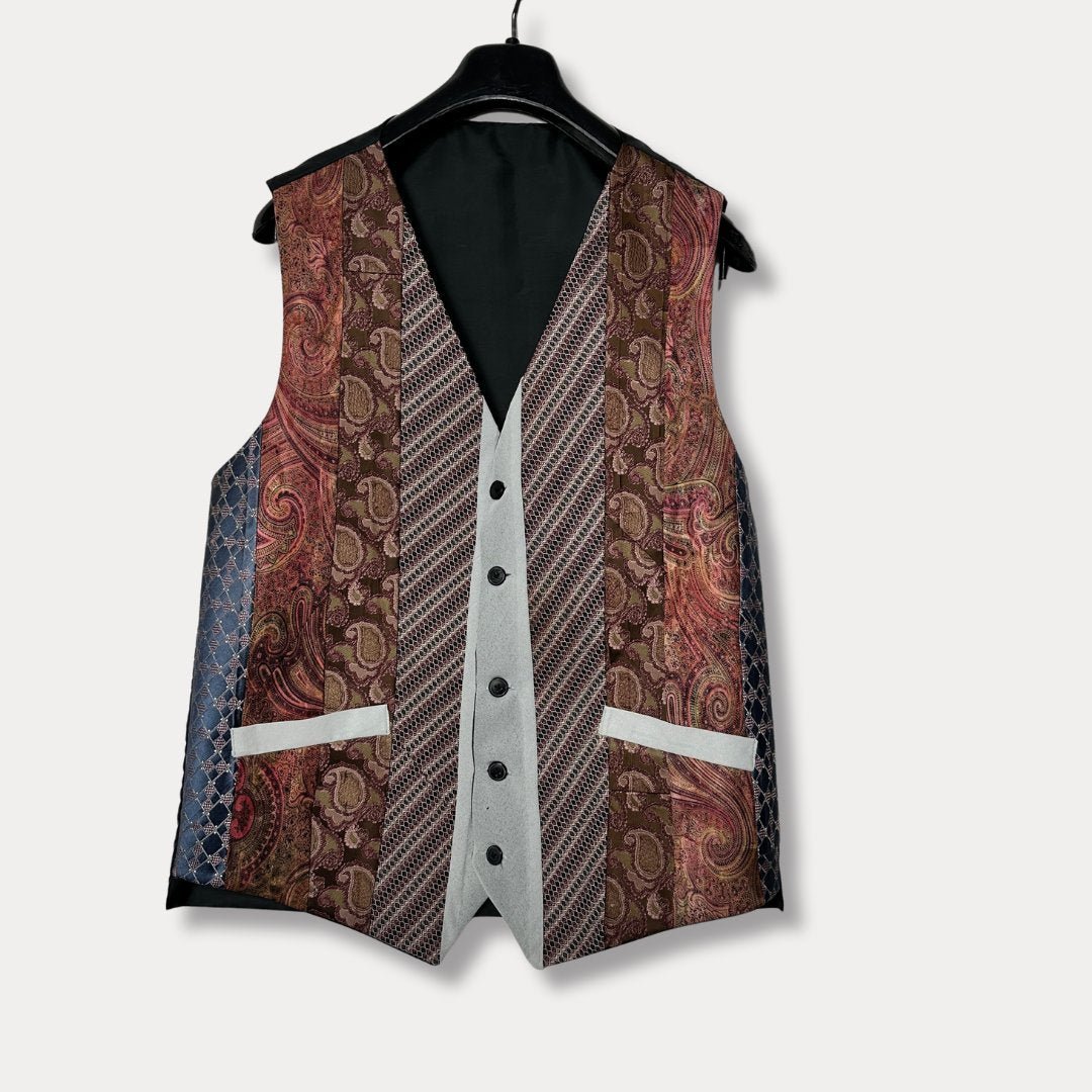 'ReTied' Upcycled Vintage Necktie Vest Medium - Funkify