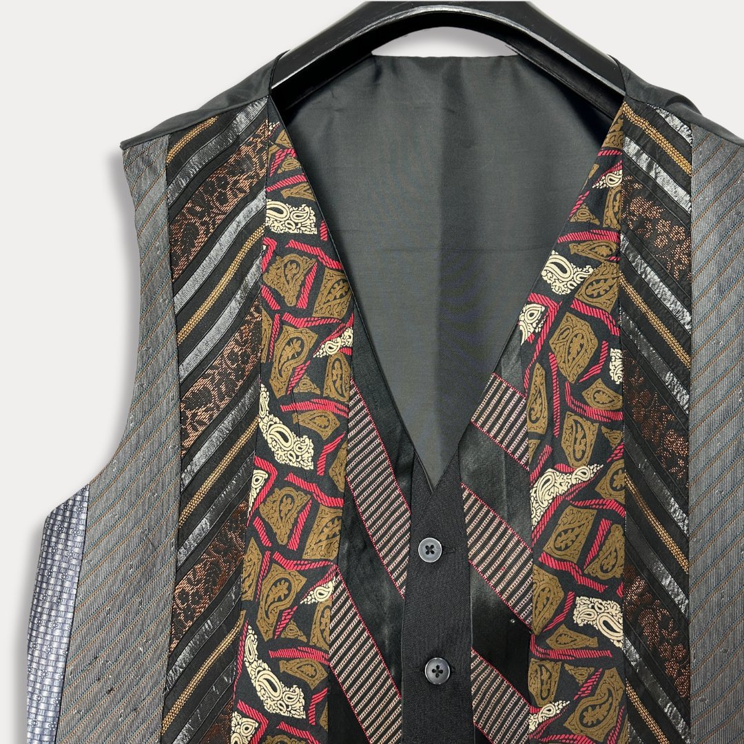 'ReTied' Upcycled Vintage Necktie Vest Medium - Funkify