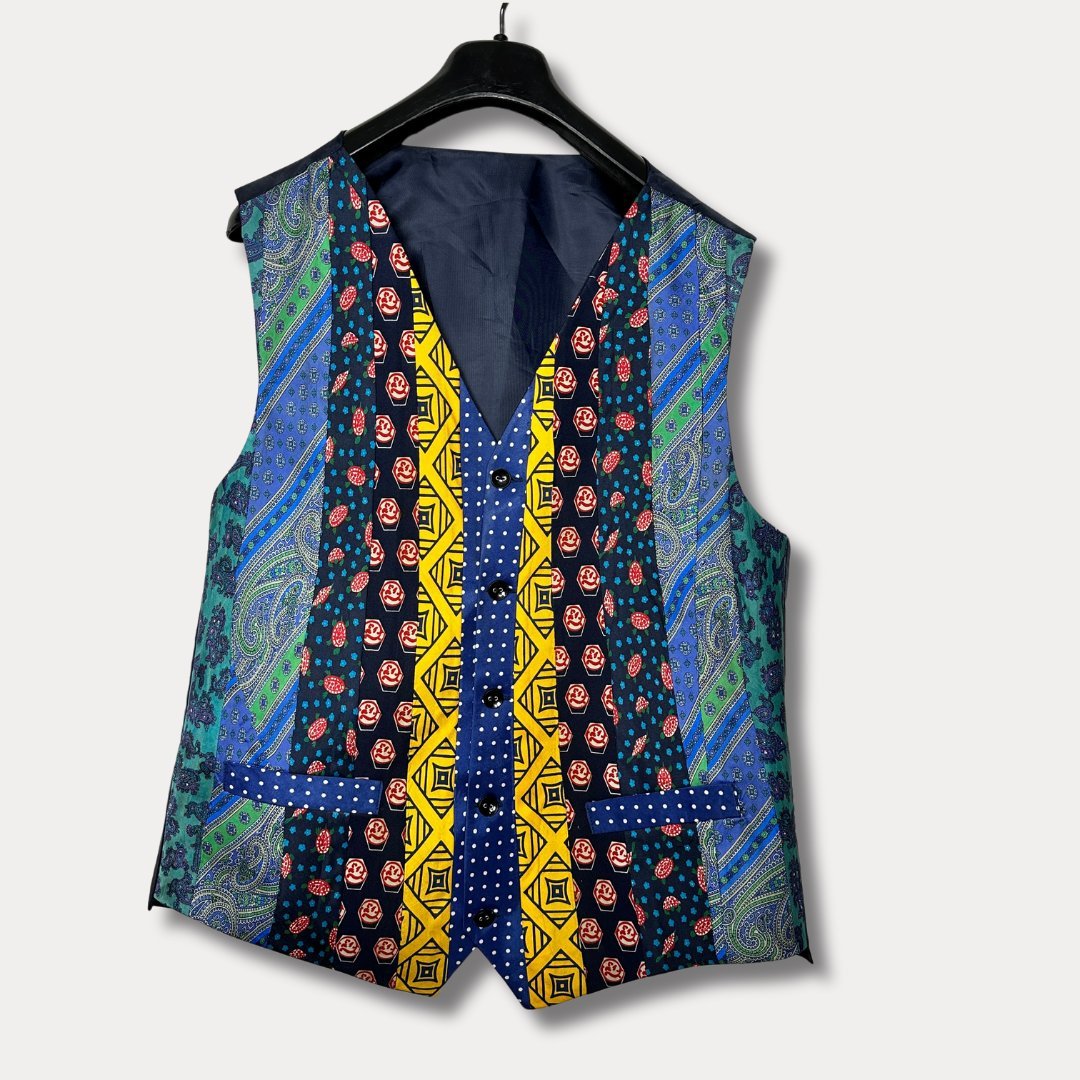 'ReTied' Upcycled Vintage Necktie Vest Medium - Funkify