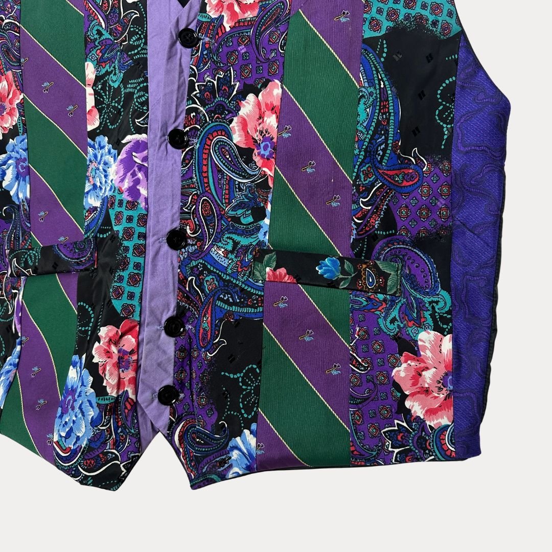 'ReTied' Upcycled Vintage Necktie Vest Medium - Funkify
