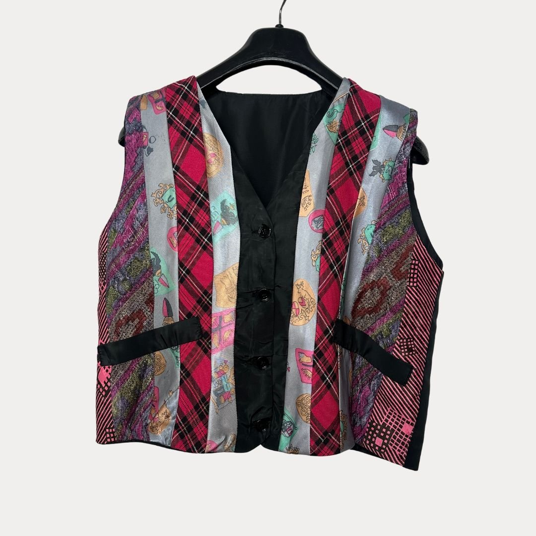 ReTied Upcycled Women's Cropped Vest - Funkify