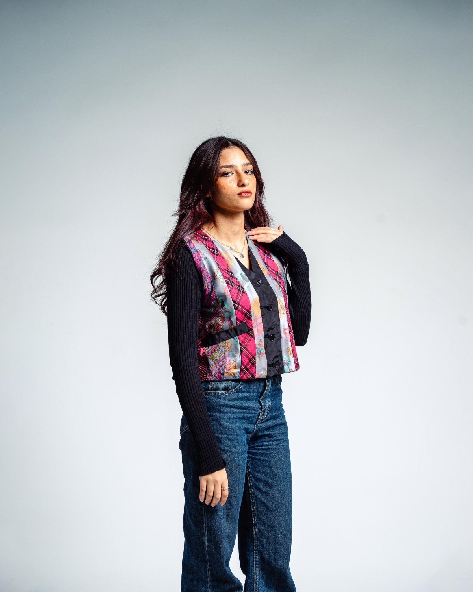 ReTied Upcycled Women's Cropped Vest - Funkify