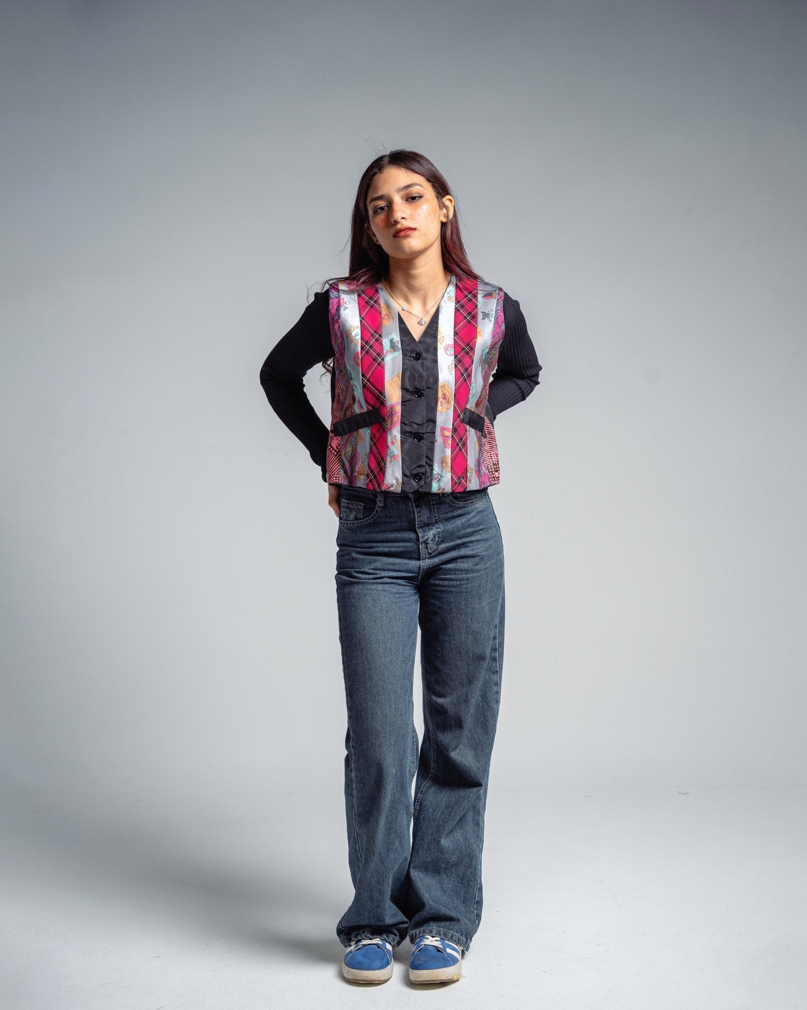ReTied Upcycled Women's Cropped Vest - Funkify