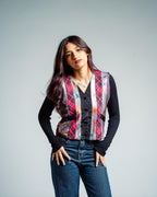 ReTied upcycled women's cropped vest