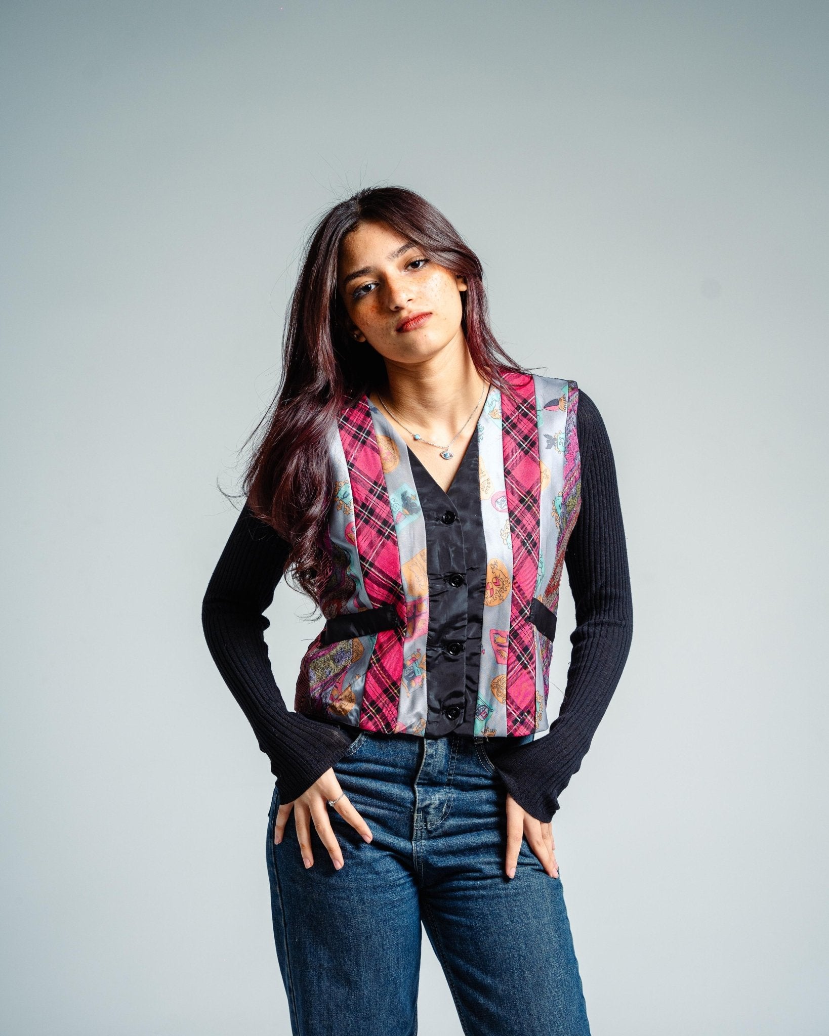 ReTied Upcycled Women's Cropped Vest - Funkify