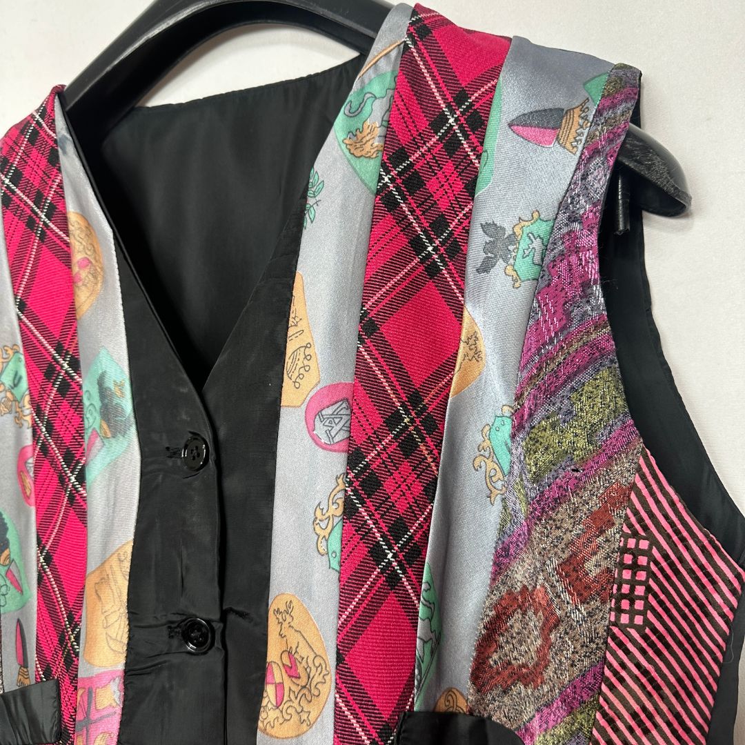 ReTied upcycled women's cropped vest