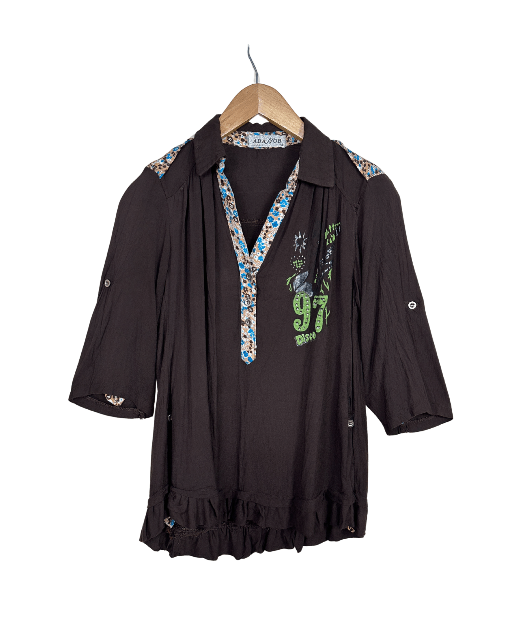Retro Harajuku Style Brown Shirt | Rocker Girl Graphic - Funkify