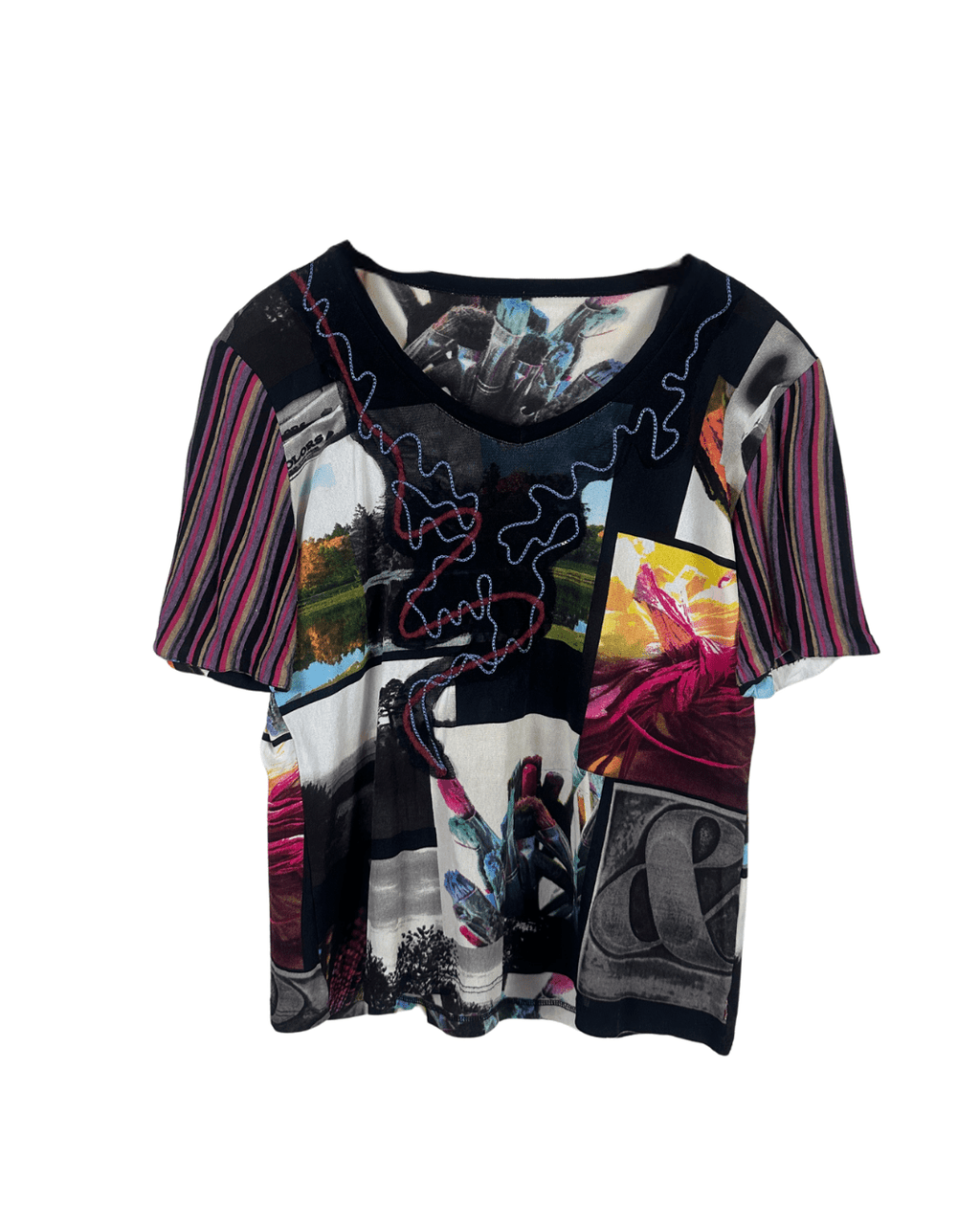 Retro Mixed Print Short Sleeve Top - Funkify