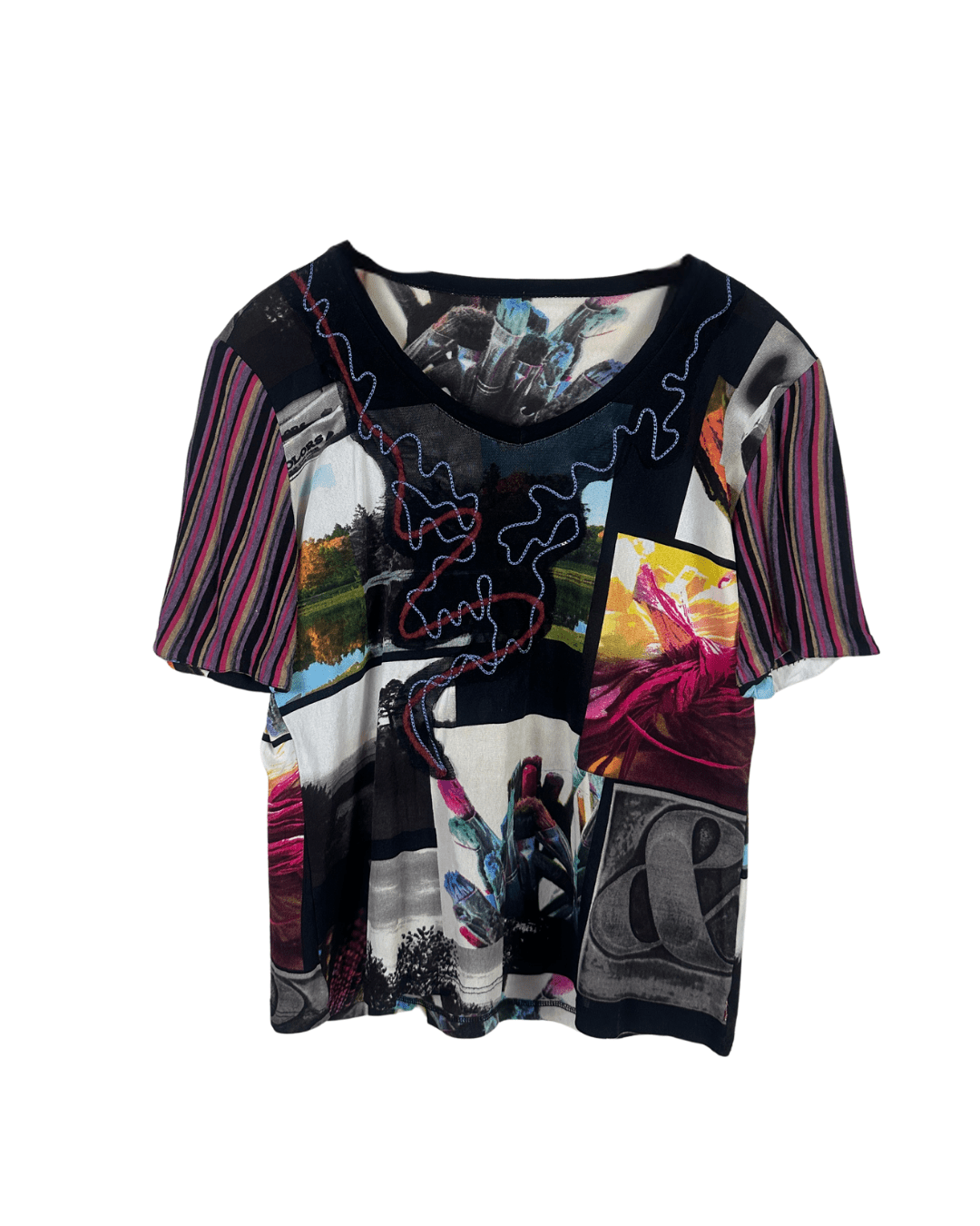 Retro Mixed Print Short Sleeve Top - Funkify