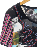 Retro Mixed Print Short Sleeve Top - Funkify