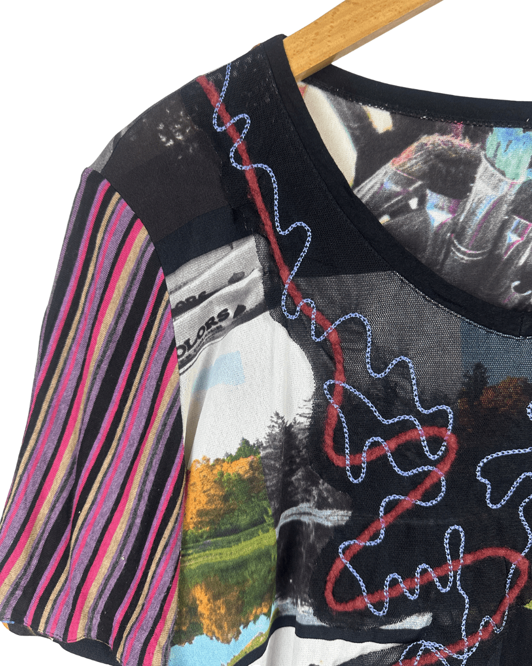 Retro Mixed Print Short Sleeve Top - Funkify