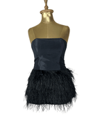 Retro Party Strapless Feather Trim Top - Funkify