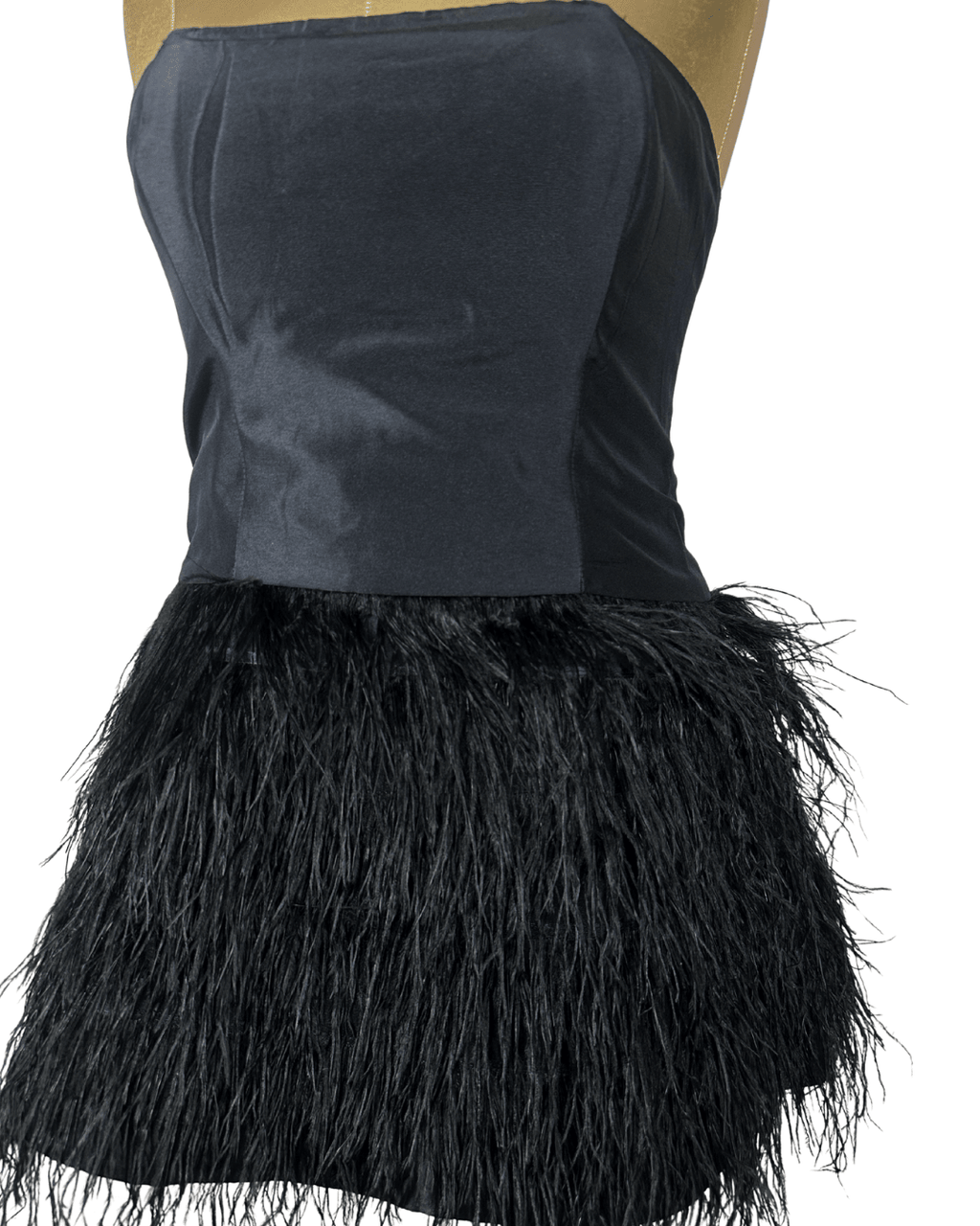 Retro Party Strapless Feather Trim Top - Funkify