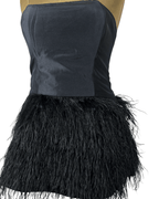 Retro Party Strapless Feather Trim Top - Funkify