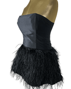 Retro Party Strapless Feather Trim Top - Funkify