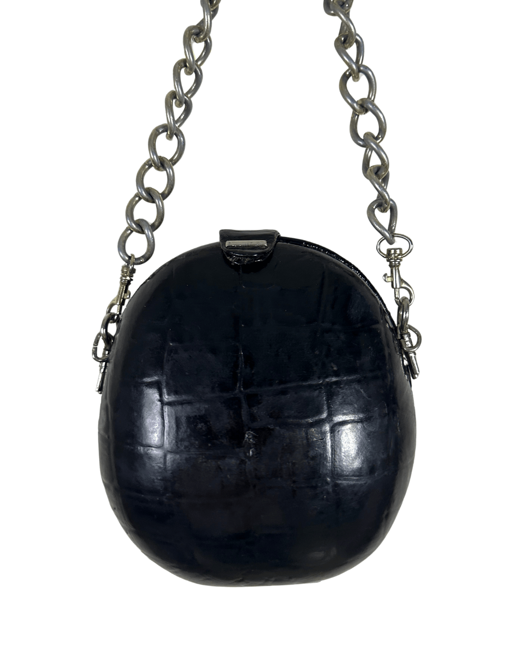 Retro Structured Round Statement Bag with Chunky Chain - Funkify