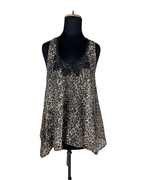 River Island Assymetrical Leopard Tank Top with Lace Trim - Funkify
