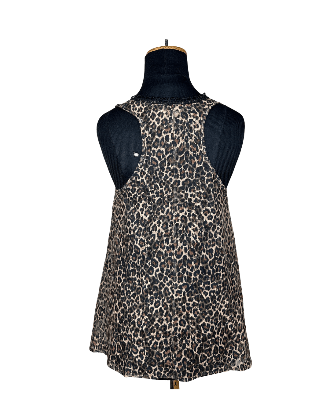 River Island Assymetrical Leopard Tank Top with Lace Trim - Funkify