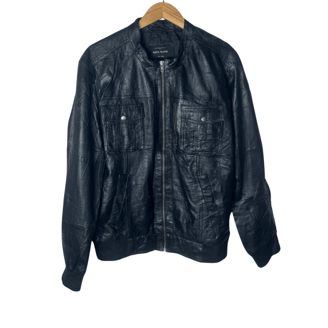 River Island Leather Jacket XL - Funkify