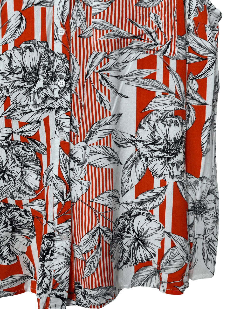 Rivers Stripe and Floral Sleeveless Shirt - Women's 2XL - Funkify