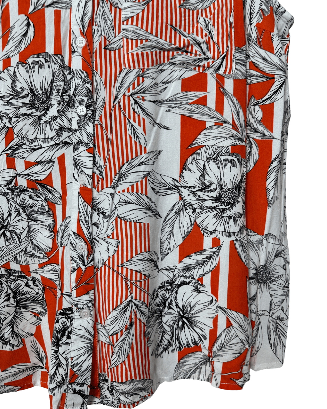 Rivers Stripe and Floral Sleeveless Shirt - Women's 2XL - Funkify