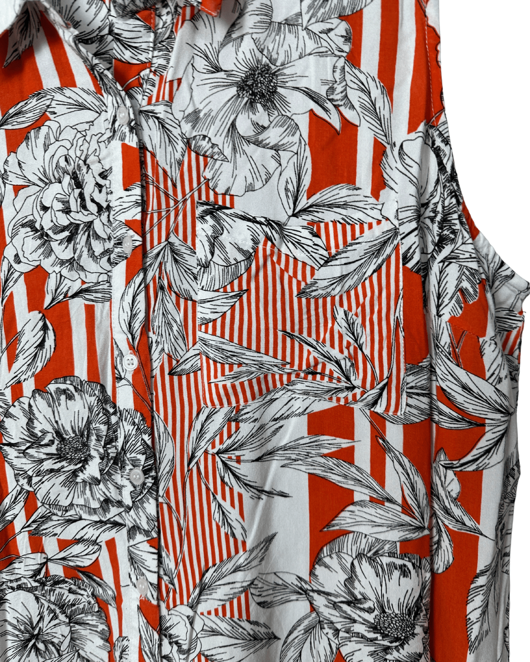 Rivers Stripe and Floral Sleeveless Shirt - Women's 2XL - Funkify