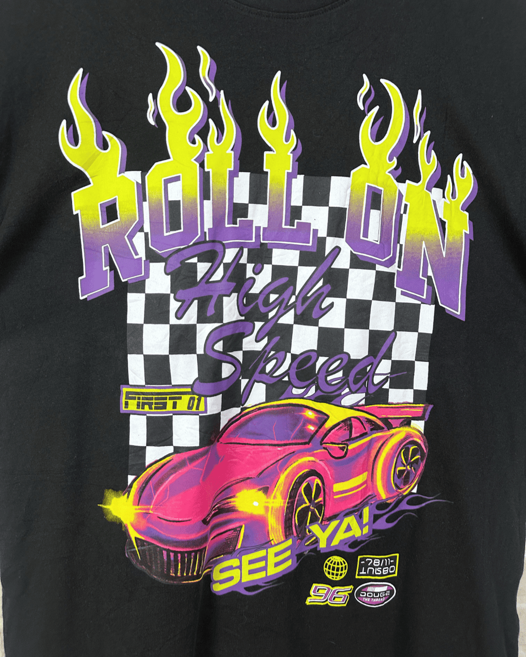 Roll On Racing Graphic T-Shirt Large - Funkify