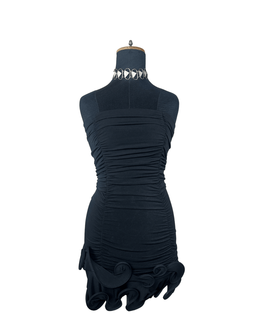 Ruched Strapless Dress with Sculptural Hem - Funkify