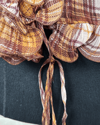 Ruffle Front Plaid Sheer Blouse - Funkify