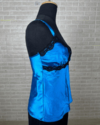 Satin Blue Lace Trim Cami Top Small - Funkify