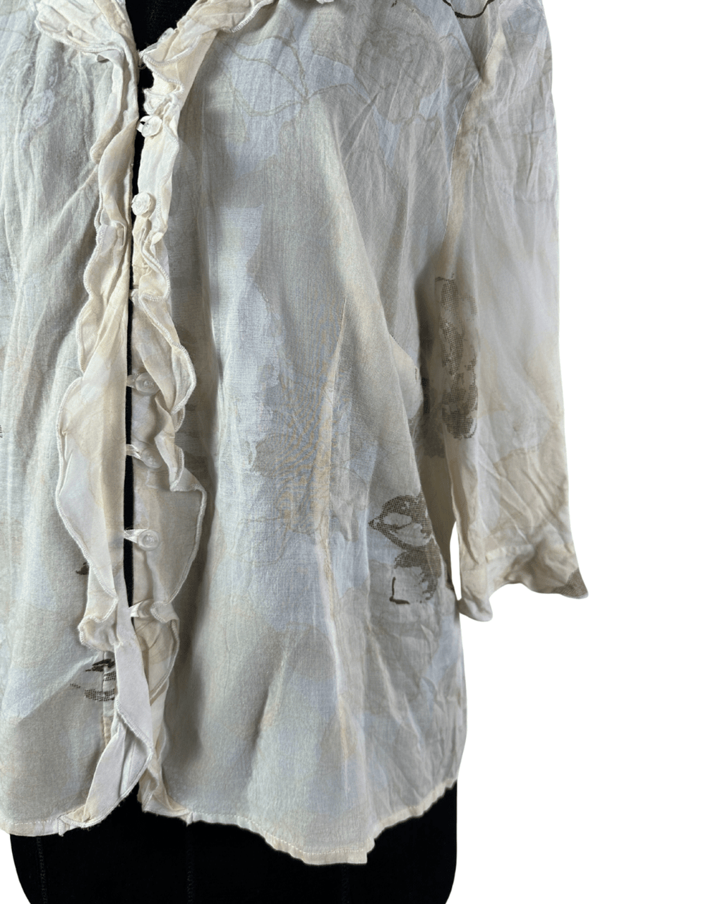Senso Crinkled Ruffle Front Floral Blouse - Funkify
